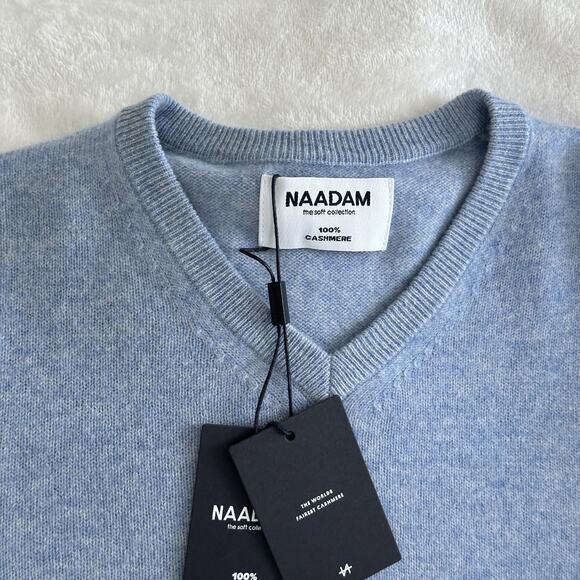 Naadam Sweater Mens XS Dusty Blue 100% Cashmere V Neck Pullover Knit Limited Edi - Picture 3 of 8